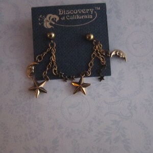 Vintage moon and star dangle earring