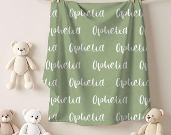 Personalized Baby Boy Name Blanket – Minky or Sherpa Nursery Throw, Custom Name, Font, Color