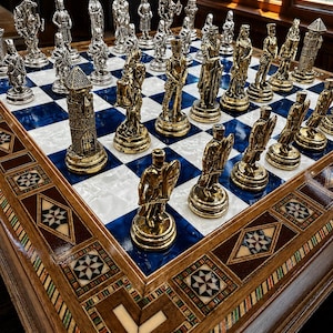 Luxe handgemaakte laden Bıg-Sıze schaakspel en houten bord