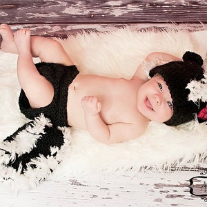 Crochet PATTERN skunk hat and diaper cover, baby le pew, little stinker, image 4