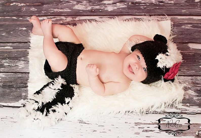 Crochet PATTERN skunk hat and diaper cover, baby le pew, little stinker, image 4