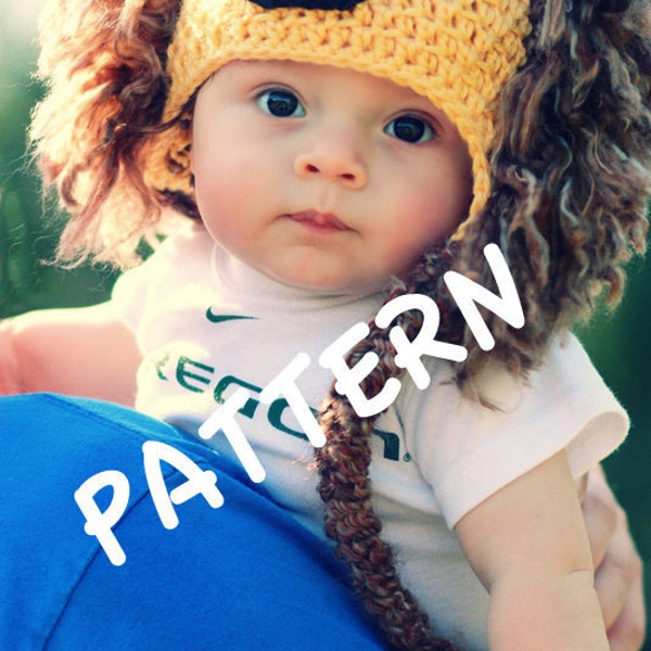 Crochet PATTERN  Lion Hat King of the Jungle PDF sizes newborn - child