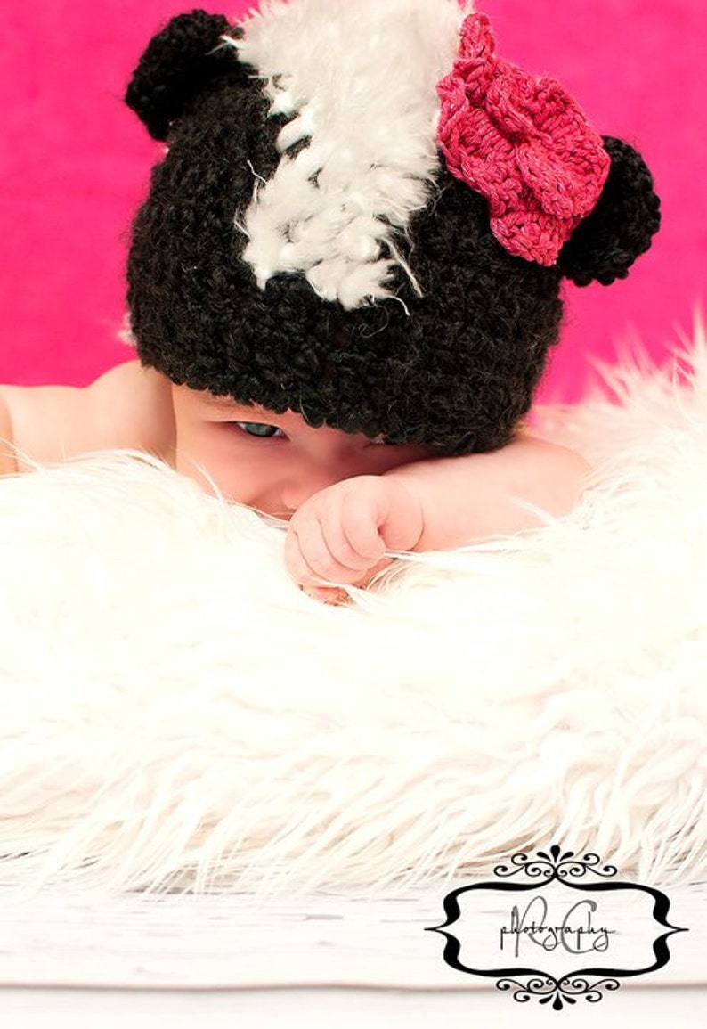 Crochet PATTERN skunk hat and diaper cover, baby le pew, little stinker, image 3