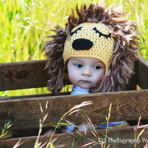 Crochet PATTERN Lion Hat King of the Jungle PDF sizes newborn child image 5