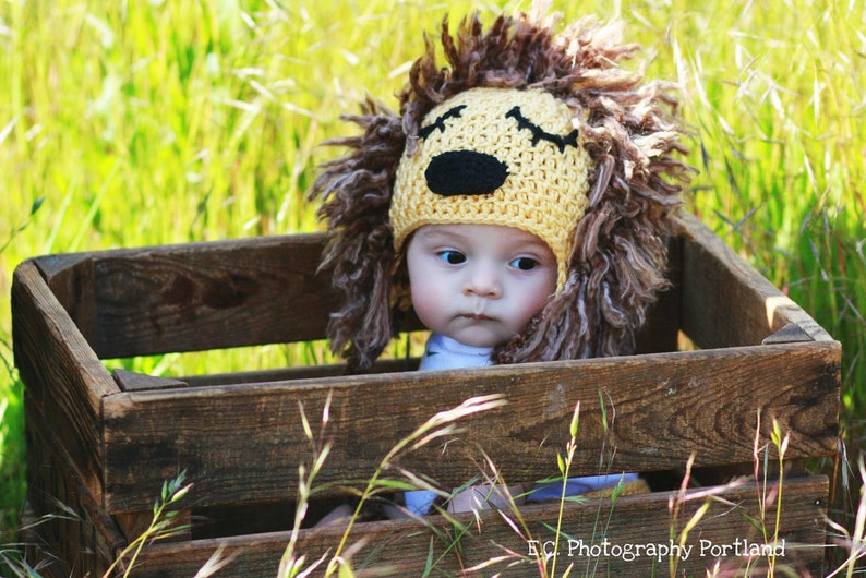 Crochet PATTERN Lion Hat King of the Jungle PDF sizes newborn child image 5