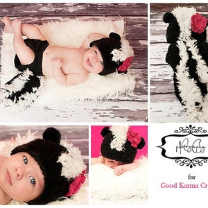 Crochet PATTERN skunk hat and diaper cover, baby le pew, little stinker, image 1