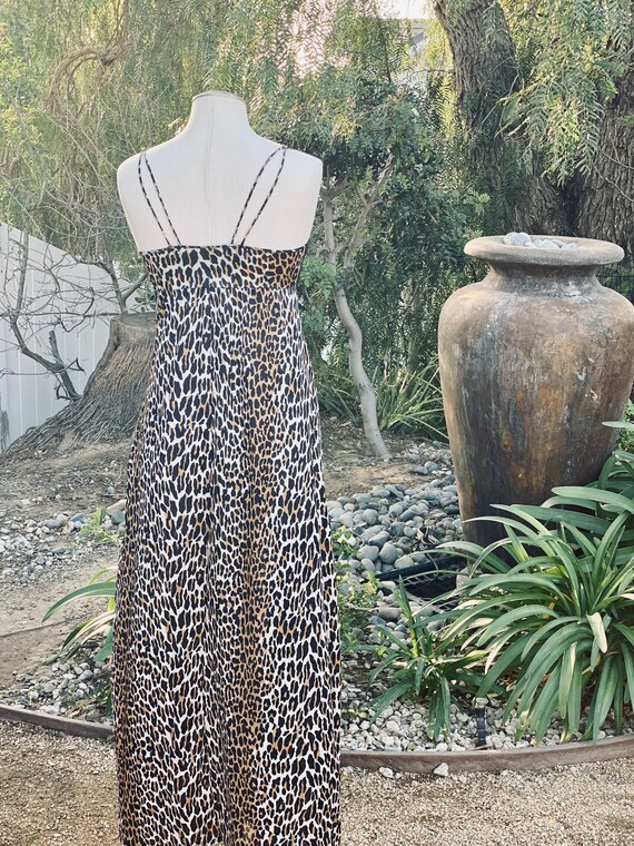 Captivating Vintage Leopard Print Long Slip Dress… - image 8