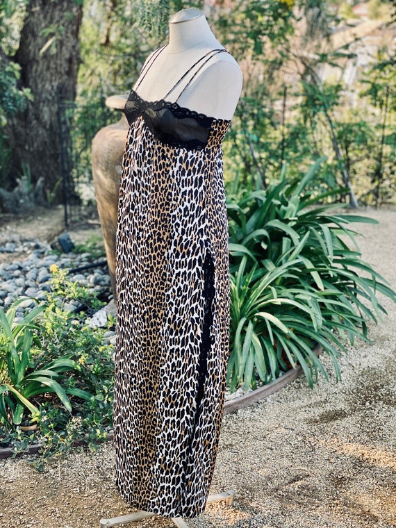 Captivating Vintage Leopard Print Long Slip Dress… - image 4