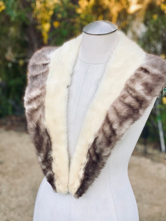 Vintage Two-Toned Minky Fur Collar - Luxurious an… - image 1