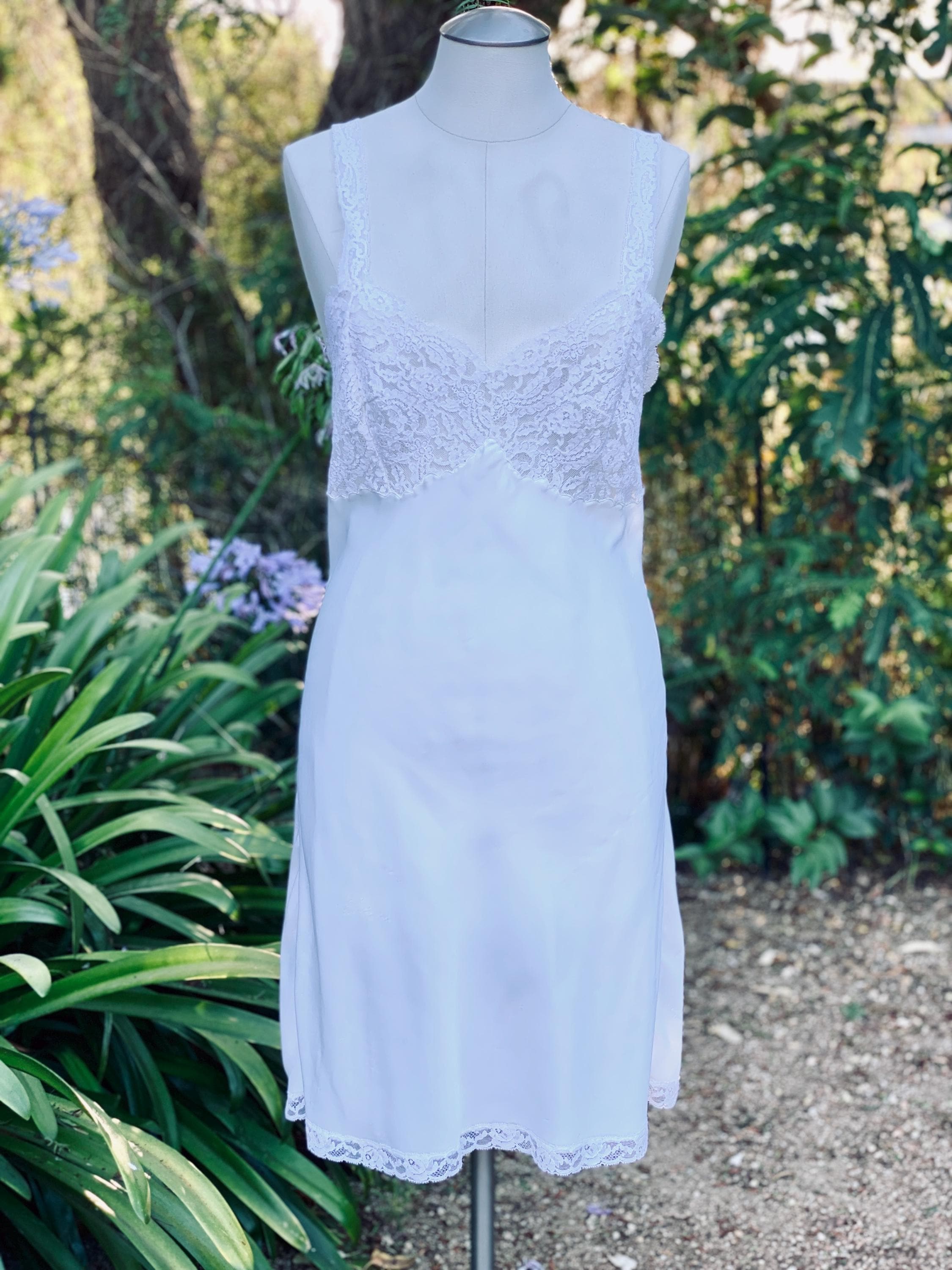 Dreamy White Vintage Short Slip Dress