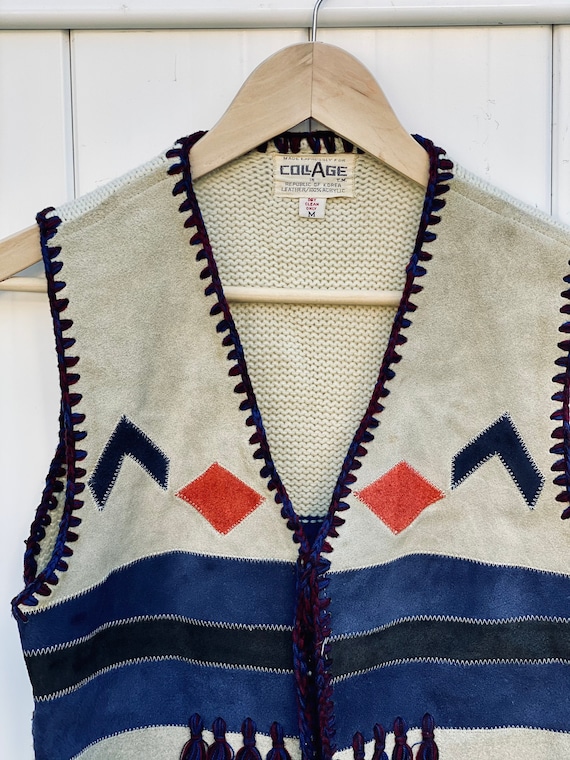 Vintage Suede and Knit Vest by Collage