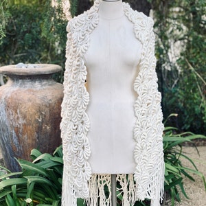 Vintage Crochet Knit Shawl Wrap Scarf