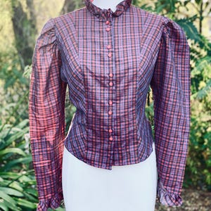1960’s Rio Red Plaid Victorian Blouse