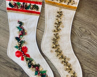 Juego de medias navideñas vintage hechas a mano