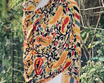 Eleganter Vintage Botanischer Paisley Blumenschal - Italienisch Inspirierte Schönheit
