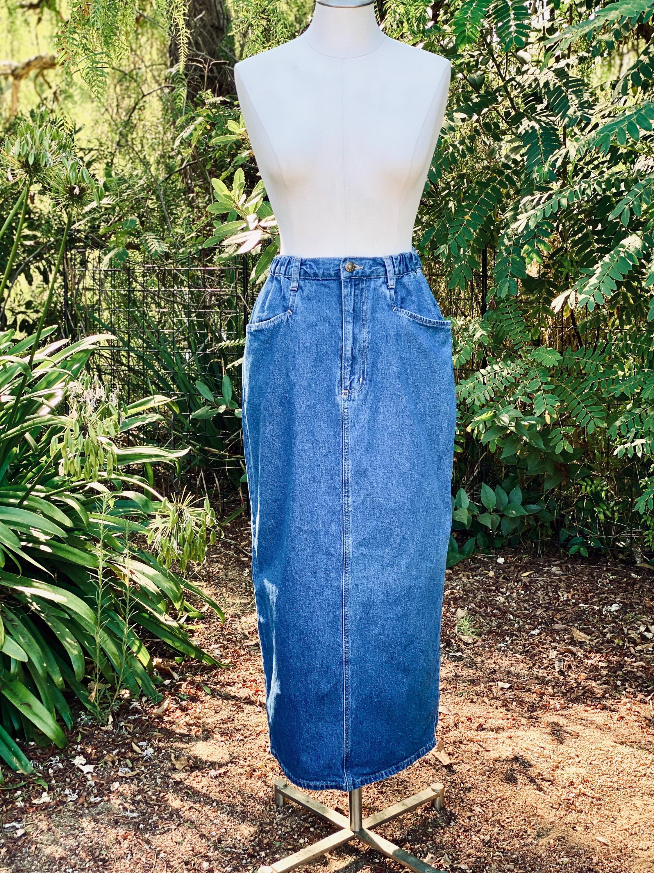 Denim Wrap Maxi Skirt 80s Loretta Denim Maxi Skirt Washed Dark