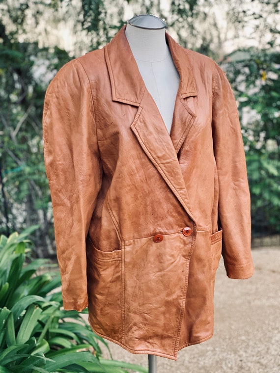 La Nouvelle Renaissance Cognac Brown Leather Jacke