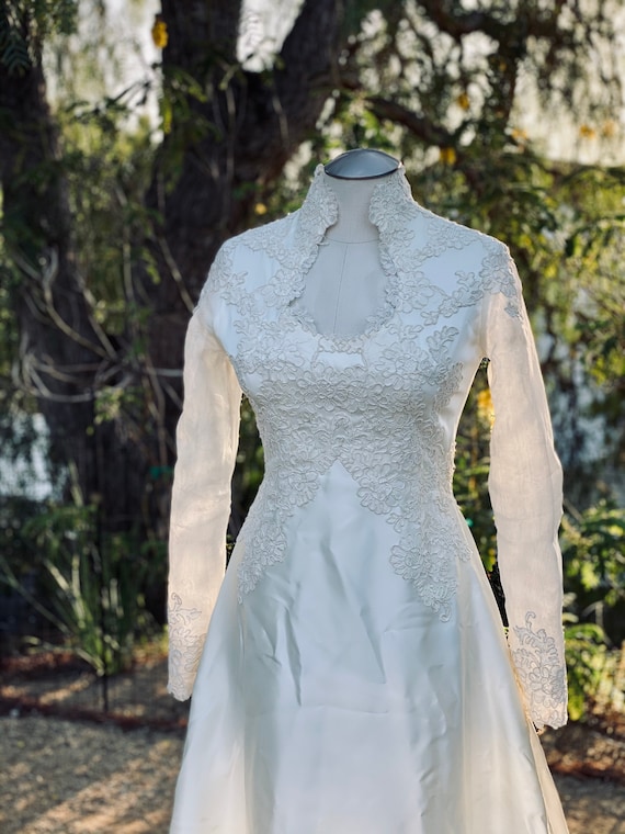 Long tulle jacket outlet with floral lace applique