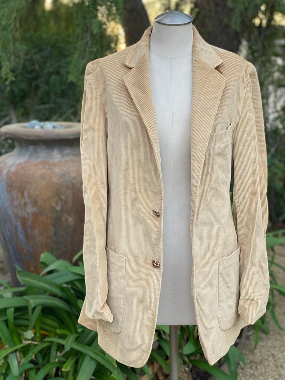 Beige Corduroy Suit Coat Blazer