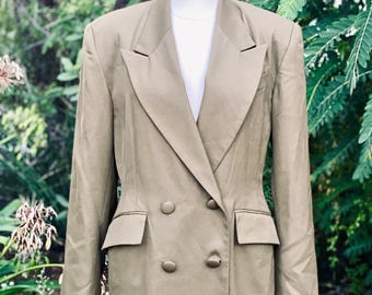 1990’s 81st and Park Olive Green Double Breasted Blazer Suit Coat  Jacket
