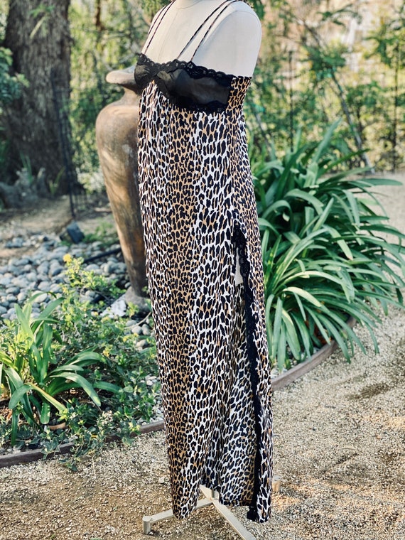 Captivating Vintage Leopard Print Long Slip Dress… - image 5