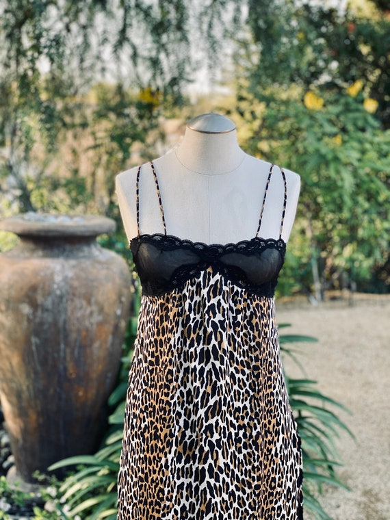 Captivating Vintage Leopard Print Long Slip Dress… - image 3