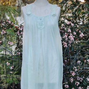 Vintage Pastel Mint Green Lace Trim Slip Dress - Charming Lingerie Teddy Nightgown (Small to Medium)