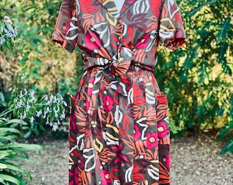 Vintage Evan Picone set met levendige bloemenrokken