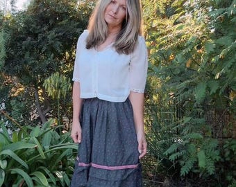 Jupe bohème vintage Prairie avec détail ruban
