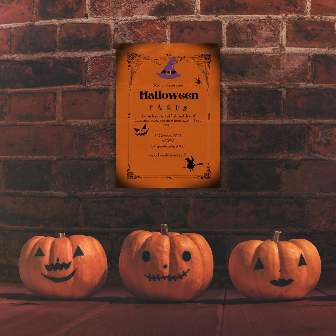 Spooky Halloween Party Invitation: Editable Digital Template (5x7 In ...