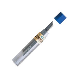 May include: A clear plastic tube containing 0.5 mm blue lead refills for mechanical pencils. The tube has a blue cap and a label with the text "BLUE BLUE". The lead refills are dark gray.