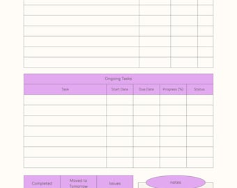 Purple Minimalist Task Tracker Template: Printable A4 and Canva (Digital Download)