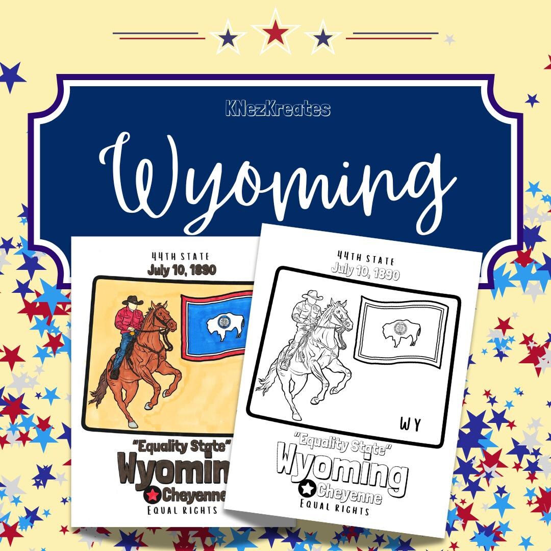 Wyoming State Facts Coloring Page - Etsy