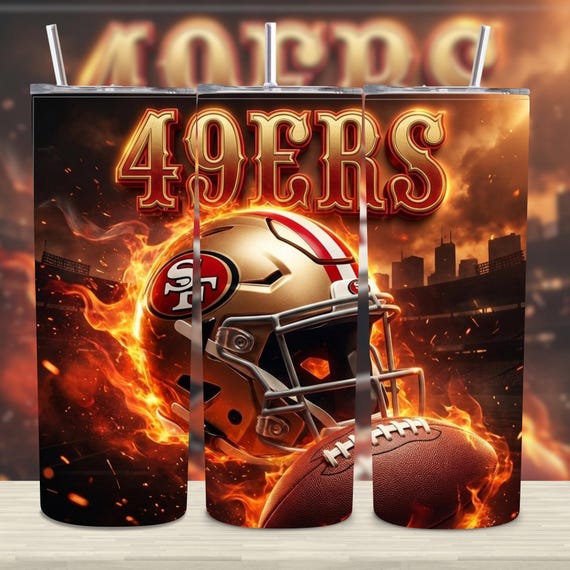 49ers Football Mascot 20oz Tumbler Wrap • Sport Cup PNG • Digital Sublimation Template • Instant Download