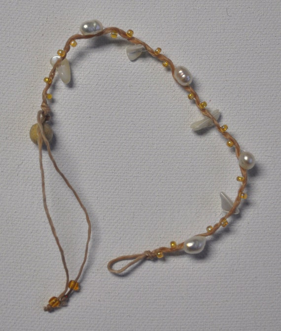 Items similar to Vintage Twine knotted Bracelet with pearl beads