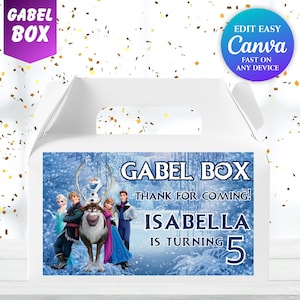 Elsa Birthday Gable Box Label Frozen Party Girl 5th Birthday Party Favor Labels Frozen Theme Party Anna Frozen Princess Elsa Party Olaf FR1