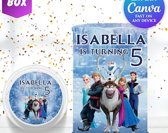 Etiqueta de Pringles de Elsa para fiesta de cumpleaños de Frozen, niña, 5 años, etiqueta de recuerdo para fiesta temática de Frozen, fiesta de Anna, princesa Elsa de Frozen, fiesta de Olaf FR1