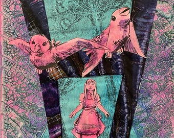 Alice in Wonderland Art Print: Botanical Collage, Literary Wall Art