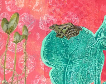 Botanical Collage Art Print: Literary Mixed Media, Upcycled Book Art