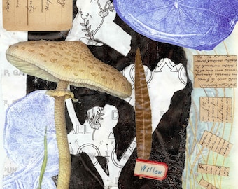 Botanical Collage Art Print: Literary Mixed Media Wall Art