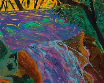 Barber's Creek Art Print: Nostalgic Cottagecore Landscape Painting