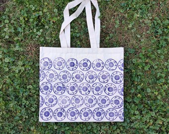 Hand Printed (Linocut/Block Printed) Cotton Tote Bag- Halloween Eyeballs