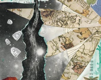 Mixed Media Collage Art: Vintage Book Pages - Literary Home Decor