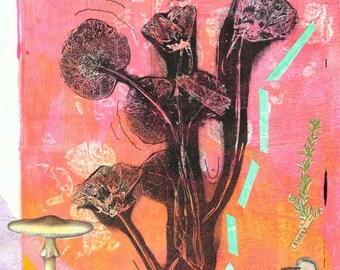 Botanical Collage Art Print: Literary Mixed Media Wall Art