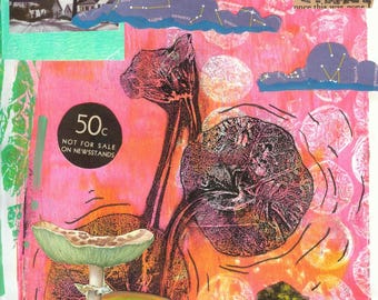 Botanical Collage Art Print: Literary Mixed Media Wall Art