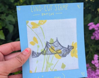 Upcycled Linoprint Patch- Camp Tent
