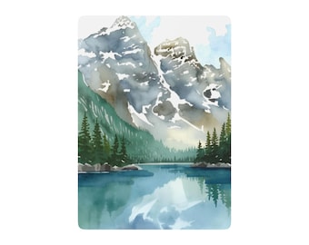 Baralho de Poker com Aquarelas de Lago na Montanha | Baralho de Cartas com Paisagem