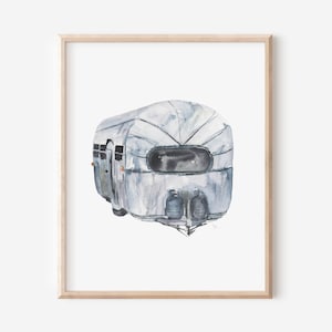 Airstream Camper Print, Camping Art Print, Wall Art, Vintage-inspired, Watercolor, 8x10 inch, 12x12 inch