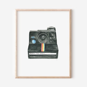 Polaroid Camera Print, Fly Fishing Art Print, Wall Art, Vintage-inspired, Watercolor, 8x10 inch, 12x16 inch