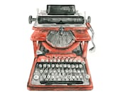 typewriter watercolor giclee print // Vintage Typewriter Illustration // office art // wall decor
